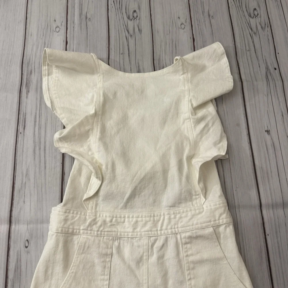Sugar Lips White Wide Leg Jumpsuit Ruffle Sleeve Cutout Back Boho Small Talon - Picture 2 of 8
